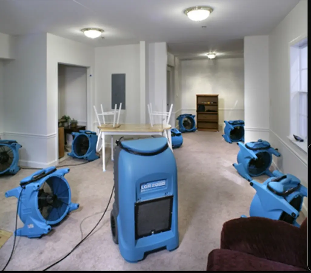 Air movers and dehumidifier setup for Water Extraction & Removal in West Hazleton